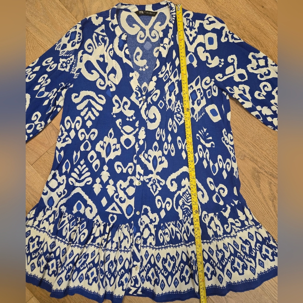 NWOT - Zara Blue and White Ruffled Tiered Sundress - Picture 7 of 8